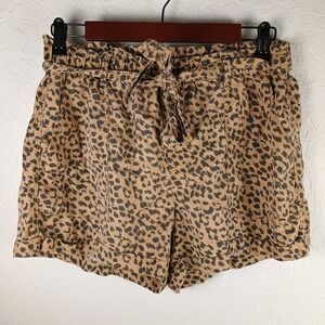 Aerie Brown Leopard Print Paperbag Camp Shorts Women's Medium